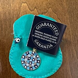 Murano Glass Floral Pendant with Gold Accents